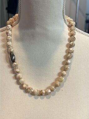 Simon Sebbag Cream and Beige Marbled Bead Necklace